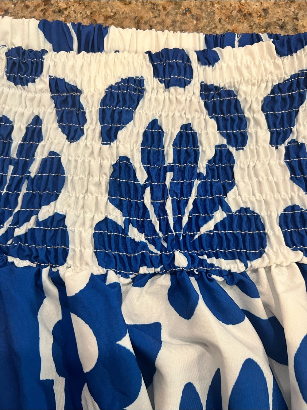Commense White Maxi Skirt and Crop Top Set with Blue Floral Print - Picture 8 of 12
